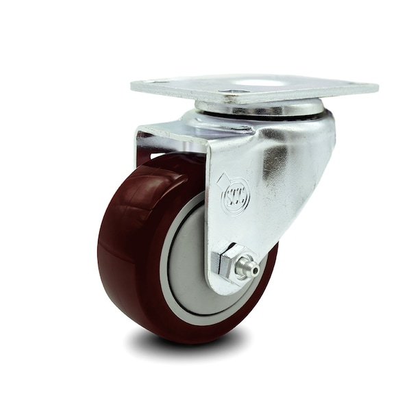 Service Caster 3.5 Inch Maroon Polyurethane Wheel Swivel Top Plate Caster SCC-20S3514-PPUB-MRN-TP2 - main